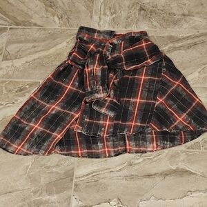 Zara Red & Black Plaid Tie-Waist Stylish Skirt